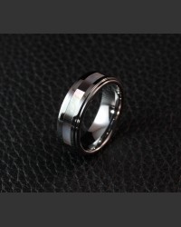 Avant-garde Tungsten Abalone Shell Inlay Ring
